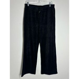 Onque Casual Women’s Morning Restor Straight Leg Velour Pants Black Sz L